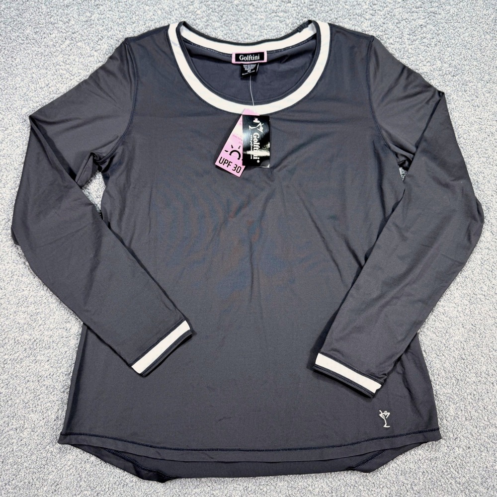 NEW Golftini Top Women's Medium Gray Long Sleeve Pullover Tennis Golf Sportswear